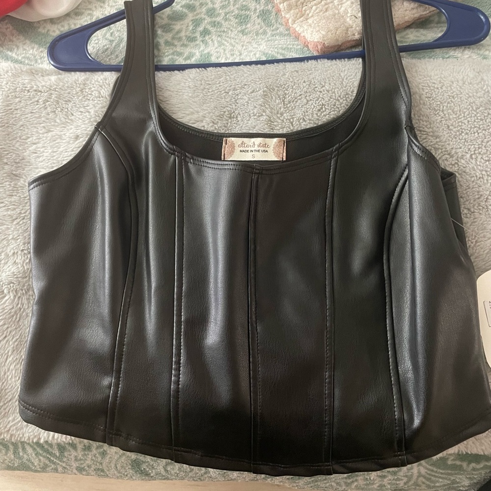 Altar’d State Black Brooklyn Vegan Leather Top